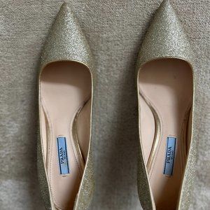 Prada Sparkle Silver Pumps